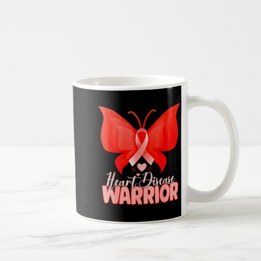 Heart Disease Warrior Butterfly Red Heart Disease コーヒーマグカップ (右)