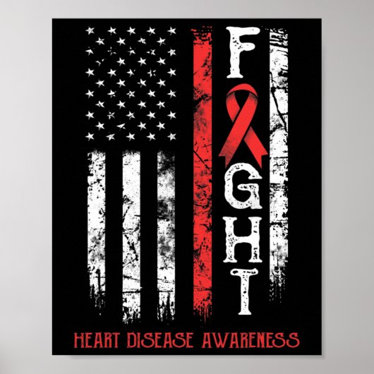 Heart Disease Warrior Us Flag  ポスター (正面)