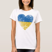 Heart Distressed Ukraine Flag, Country Pride Tシャツ (正面)