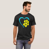 Heart Dog Paw Print Menorah Hanukkah Chanukah Jewi Tシャツ (正面フル)