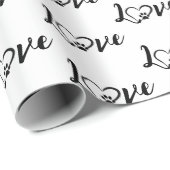 Heart Dog Paw Print With Love Text ラッピングペーパー (ロールコーナー)