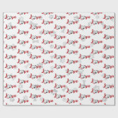 Heart Dog Paw Prints With Love Text ラッピングペーパー (フラット)