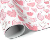 Heart Doodle Sketches On White ラッピングペーパー (ロールコーナー)