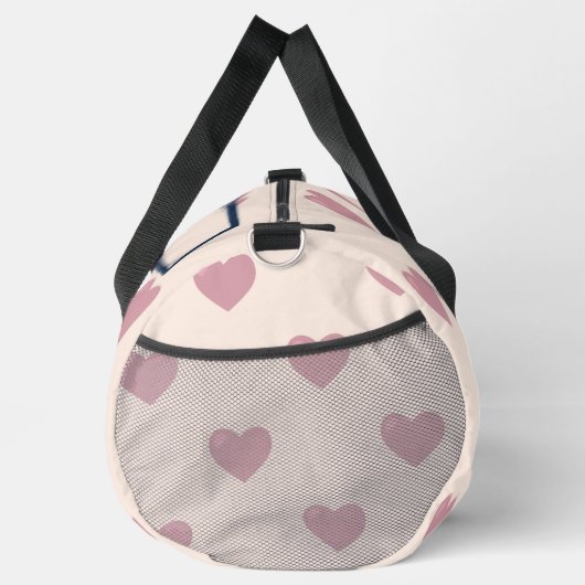 Heart Drawing I Custom Name  ダッフルバッグ (右)