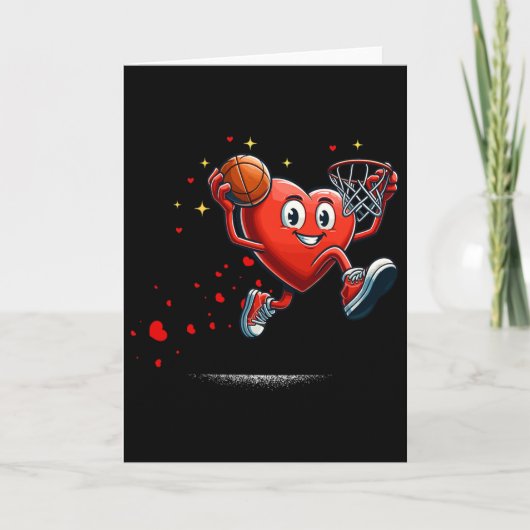 Heart Dunking Valentines Day Basketball Kids  カード (正面)