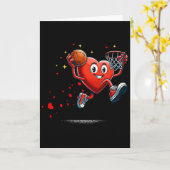 Heart Dunking Valentines Day Basketball Kids  カード (黄色い花)