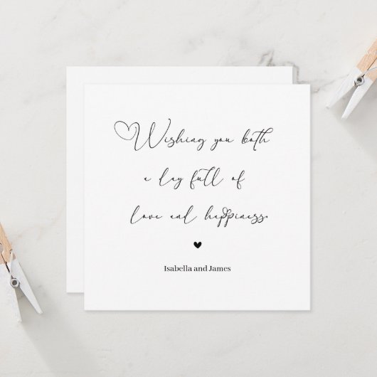 Heart Embellished Love and Happiness Wedding  カード (正面/裏面インサイチュ)