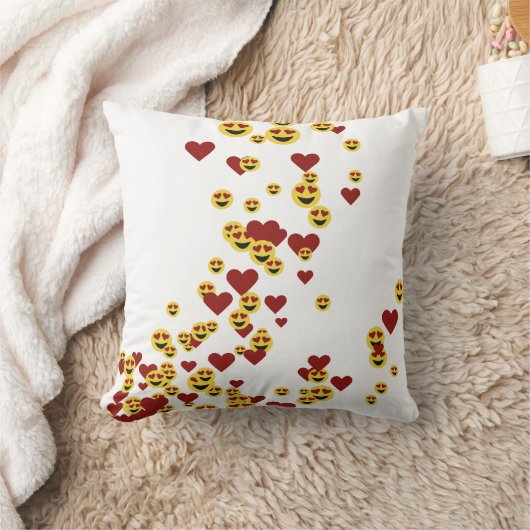 Heart Eye Emoji Throw Pillow クッション (ブランケット)