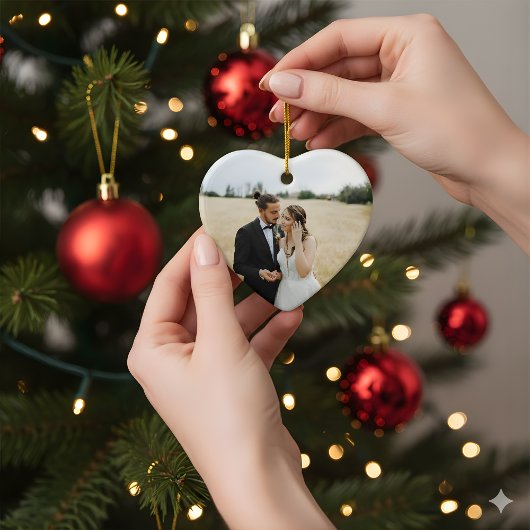 Heart First Christmas Ornament | Newlywed Photo  セラミックオーナメント