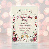 Heart Floral Galentine’s Party Invitation 招待状