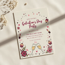 Heart Floral Galentine’s Party Invitation 招待状