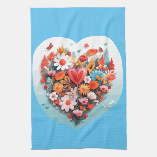 Heart flower キッチンタオル (縦)
