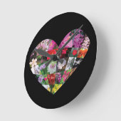 Heart_Flowers ラウンド壁時計 (傾斜)