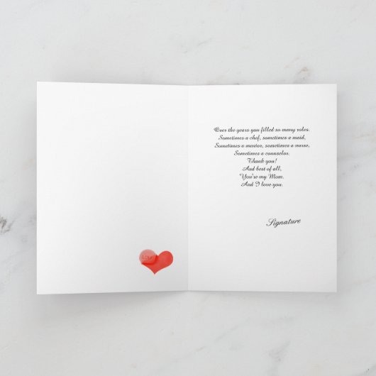 Heart for Mom an expression of Appreciation  カード (内部)