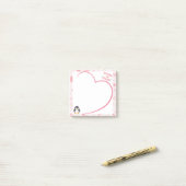 Heart Frame and Kawaii Penguin pink post it notes ポストイット (デスク上)