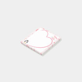 Heart Frame and Kawaii Penguin pink post it notes ポストイット (アングル)