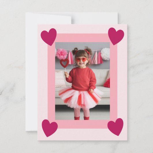 Heart Frame Kid Photo Valentine Card, Child School ノートカード (正面)