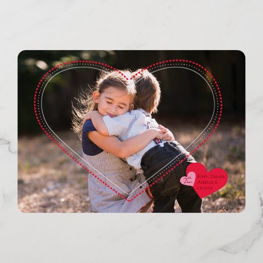 Heart Frame Valentine's Day Photo Card 箔シーズンカード (正面)