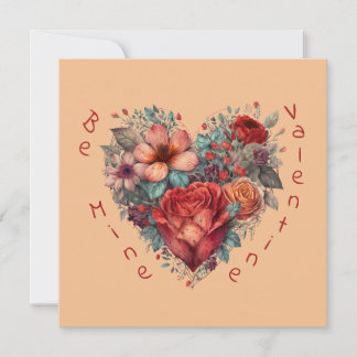 Heart Full of Flowers Vintage Valentine Card