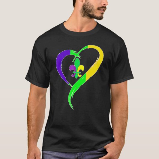 Heart Funny Fleur De Lis Cute Mardi Gras Women Tシャツ (正面)