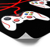 Heart Game Controllers Video Gamers Gaming Valenti ポスター (角)