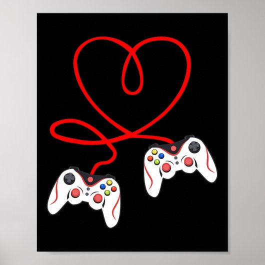 Heart Game Controllers Video Gamers Gaming Valenti ポスター (正面)