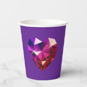 Heart Gemstone Purple Paper Cups 紙コップ (正面)