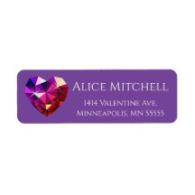 Heart Gemstone Purple Return Address