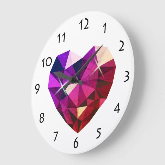 Heart Gemstone Wall Clock ラージ壁時計 (傾斜)