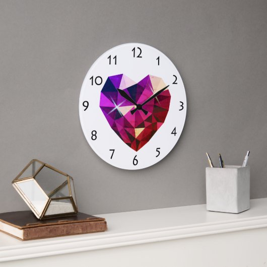 Heart Gemstone Wall Clock ラージ壁時計 (オフィス)