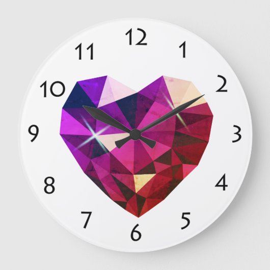 Heart Gemstone Wall Clock ラージ壁時計 (正面)