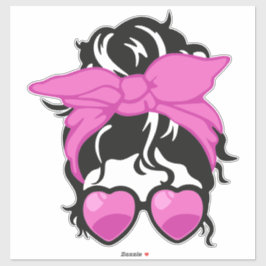 Heart Glasses Messy Bun Sticker (2"–14")  シール