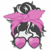 Heart Glasses Messy Bun Sticker (2"–14")  シール (正面)