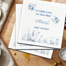 Heart Glasses Teddy Bear Blue Baby Shower  スタンダードランチョンナプキン