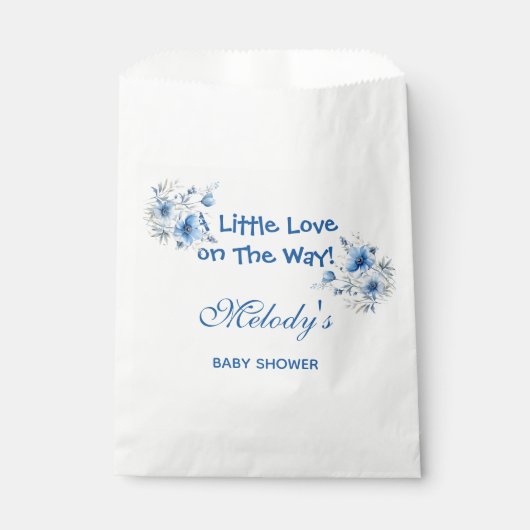 Heart Glasses Teddy Bear Blue Baby Shower  フェイバーバッグ (正面)