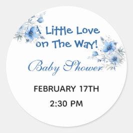 Heart Glasses Teddy Bear Blue Baby Shower  ラウンドシール