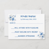 Heart Glasses Teddy Bear Blue Baby Shower 出欠カード (正面)