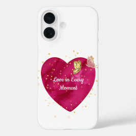 Heart & Gold Butterfly Valentine Phone Case iPhone 16ケース