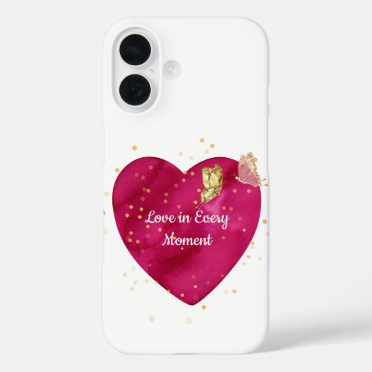 Heart & Gold Butterfly Valentine Phone Case Case-Mate iPhoneケース (裏面)
