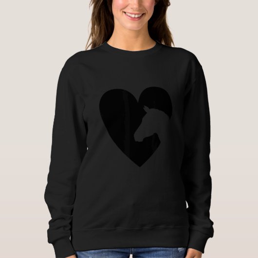 Heart Graphic Horse Lover Equestrian Rider Horses  スウェットシャツ (正面)