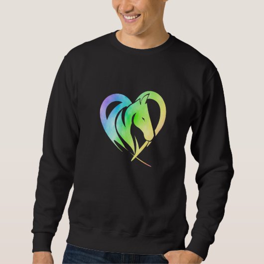 Heart Graphic Horse Lover Equestrian Rider Horses  スウェットシャツ (正面)