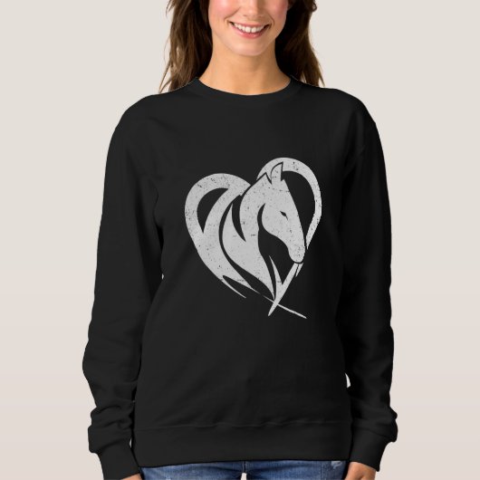 Heart Graphic Horse Lover Equestrian Rider Horses  スウェットシャツ (正面)