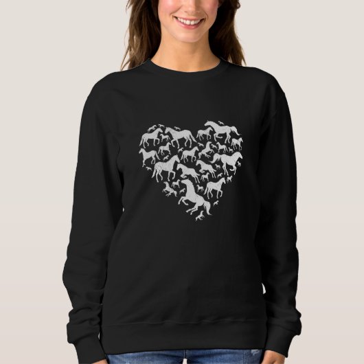 Heart Graphic Horse Lover Equestrian Rider Horses  スウェットシャツ (正面)