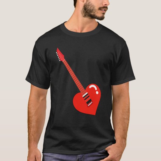 Heart Guitar Valentines Day Music Guitarist Musici Tシャツ (正面)