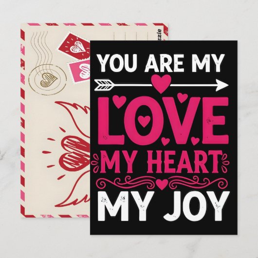 Heart Hand-Drawn Valentines Day Postcard Mail Idea ポストカード (正面/裏面)