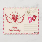 Heart Hand-Drawn Valentines Day Postcard Mail Idea ポストカード (裏面)