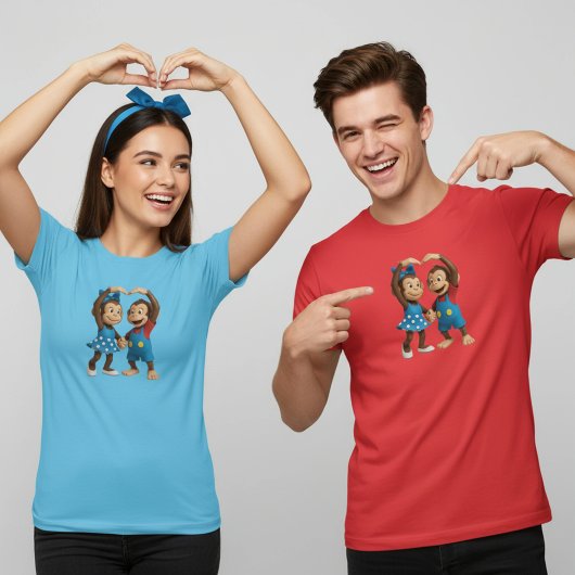Heart Hands Monkeys  - Sweet Mimo & Zina Tシャツ