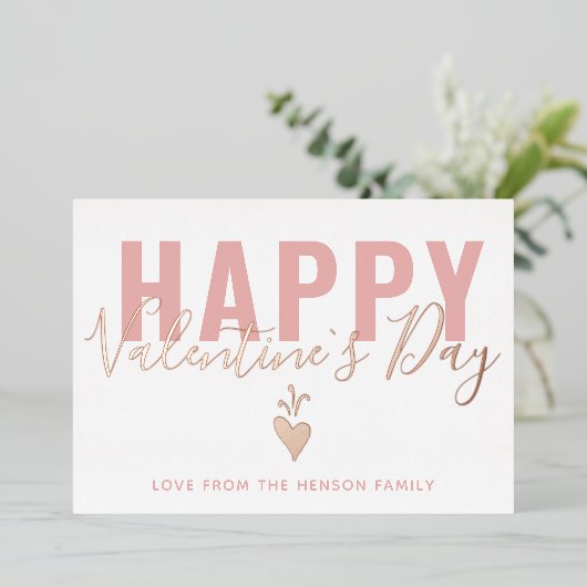 Heart Happy Valentine`s Day Script 箔シーズンカード (立ち正面)