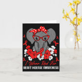 Heart Health Elephant Red Ribbon Heart Disease Awa カード (黄色い花)