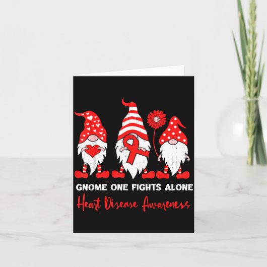 Heart Health Gnome Heart Disease Awareness Chd Red カード (正面)